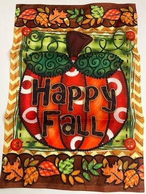 🌼4/$10🌼 NWOT Happy Fall Pumpkin Nylon Garden Flag 18” x 12”